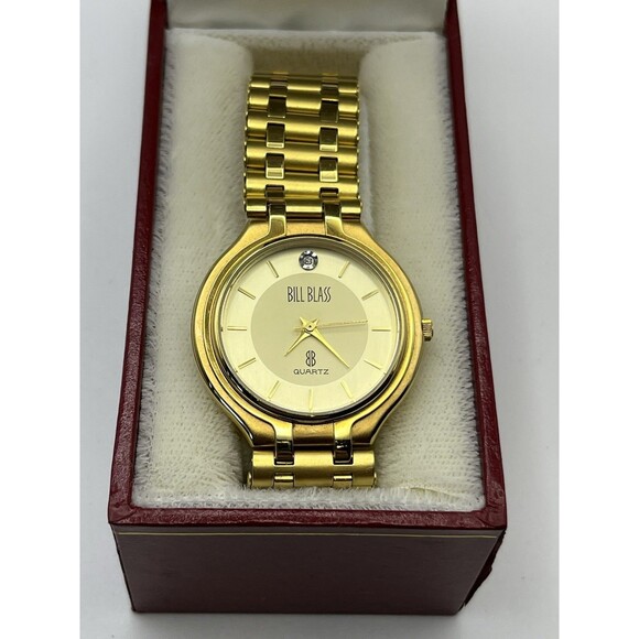 Vintage Bill Blass Watch Womens Gold Tone Diamond Quartz Working 208-6L32 main image 5